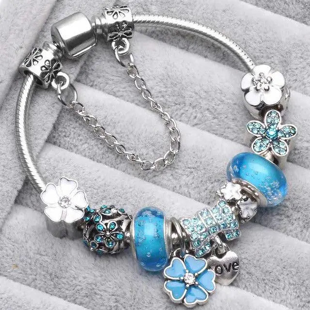 Blue Vintage Silver Bracelets Unique Joyas