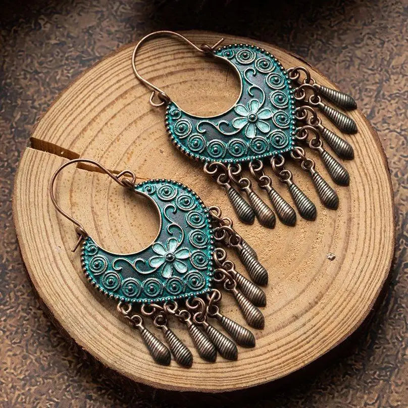 Blue Boho Mandala Earrings Unique Joyas