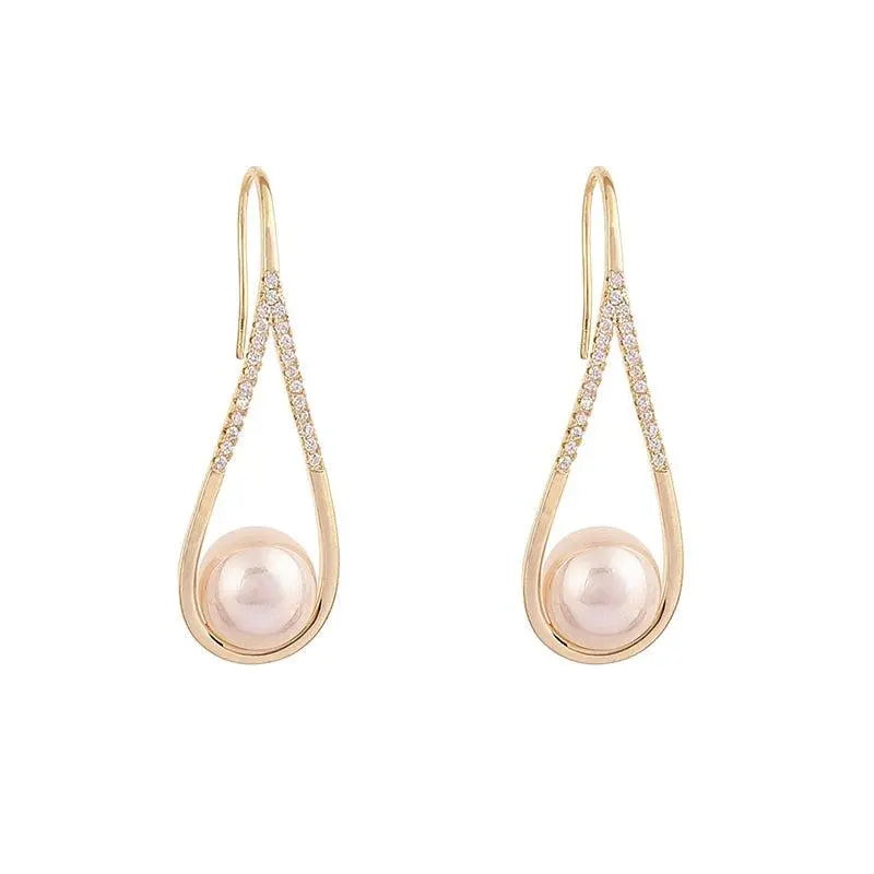 Rose Gold Pearl Earrings Claire