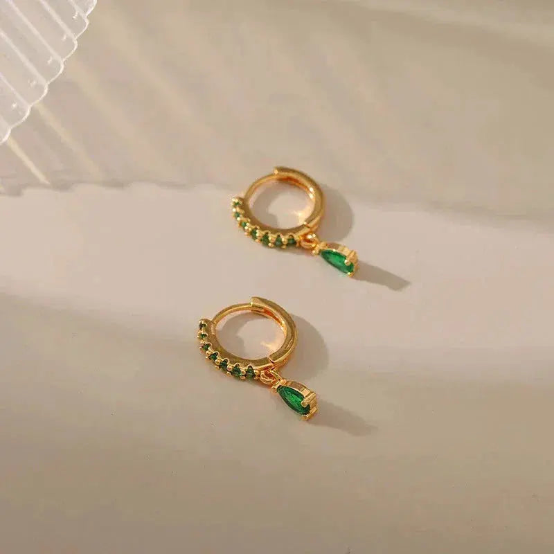 Zirconia earrings with emerald in gold Unique Joyas