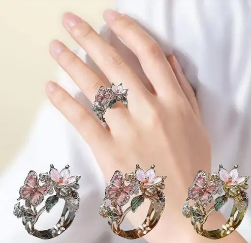 Fashion delicate gold color flower butterfly rings for women party accessories gifts custom jewelry Claire Jewelry