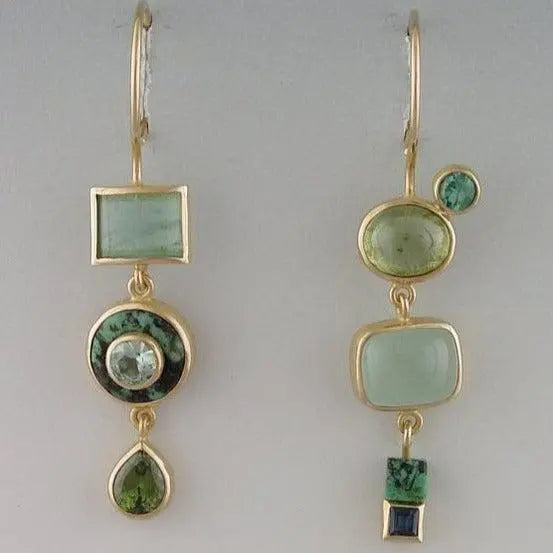 Green Vintage Earrings Unique Joyas