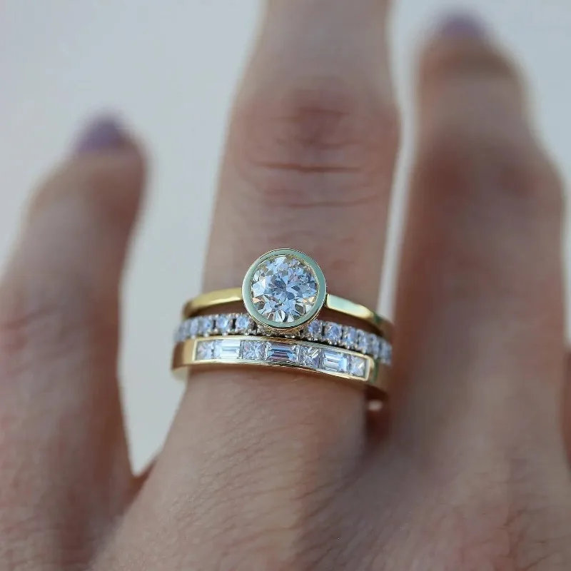 Vintage Ring Set with Bright Crystals