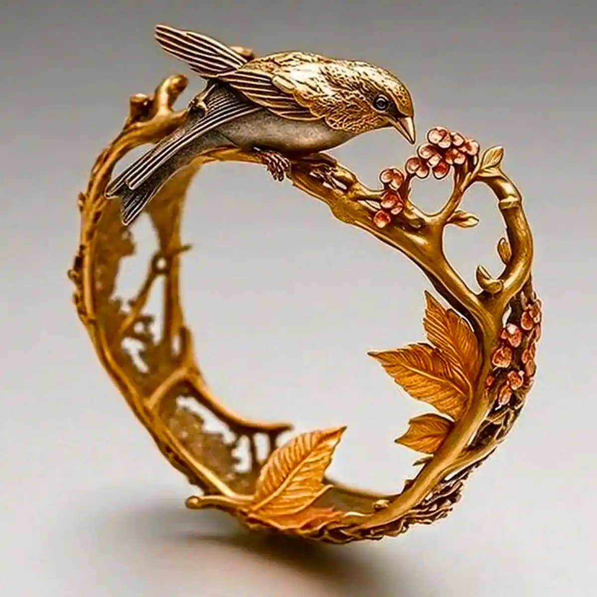 Vintage Hummingbird Golden Ring