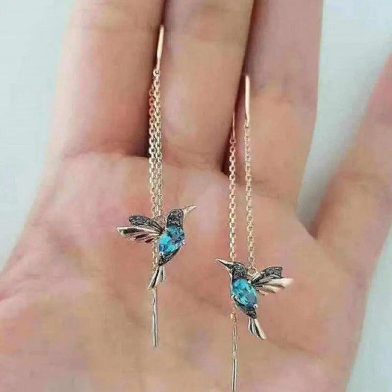 Hummingbird enamel and zirconia earrings Claire Jewelry