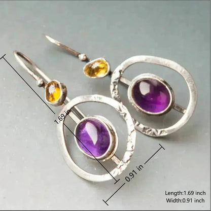 Boho Saturn Crystal Earrings in Silver Unique Joyas