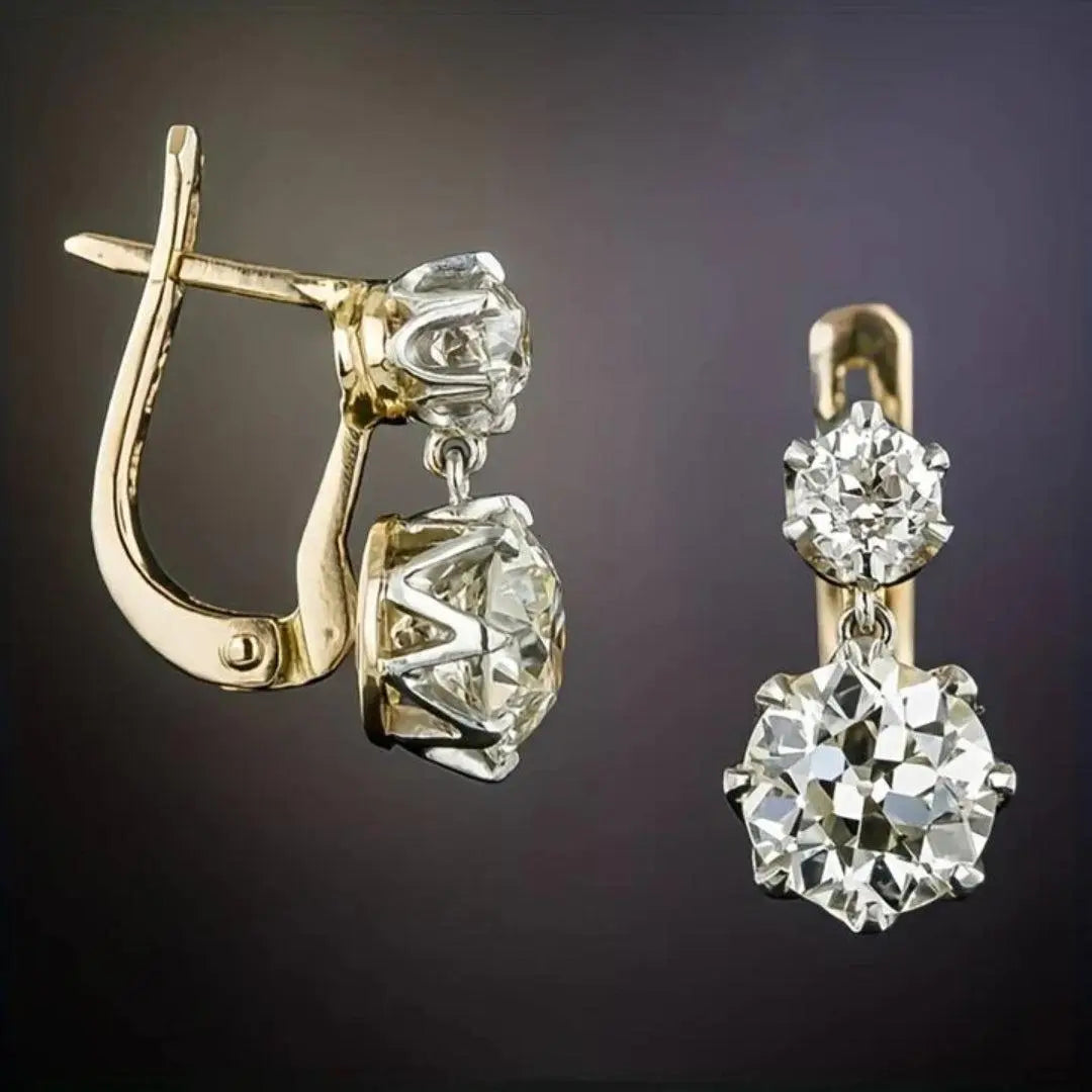 Vintage Zirconia Earrings in Gold Unique Joyas