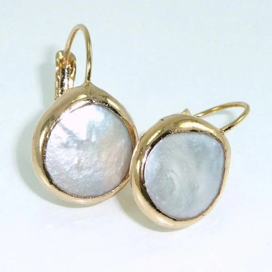 Vintage White Stone Golden Earrings Unique Joyas