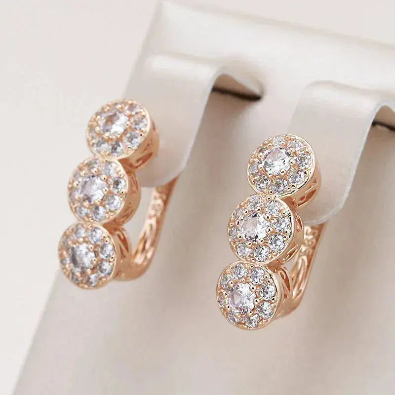 Elegant Crystal Earrings in Gold Unique Joyas