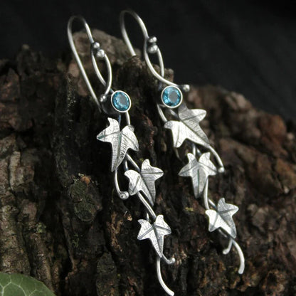 Elf earrings with blue crystal