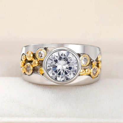 Vintage Ring with Gold & Silver and Zirconia Stones