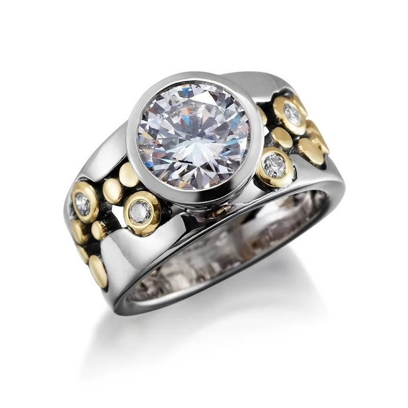 Vintage Ring with Gold & Silver and Zirconia Stones
