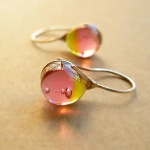 Warm Glass Drop Earrings Vintage Unique Joyas